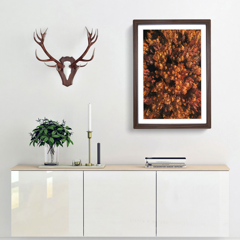Autumn Forest in Bloom in Abstract - Picture Frame Graphic Art Print, Walnut Framed, 36cm H x 27cm W x 2cm D