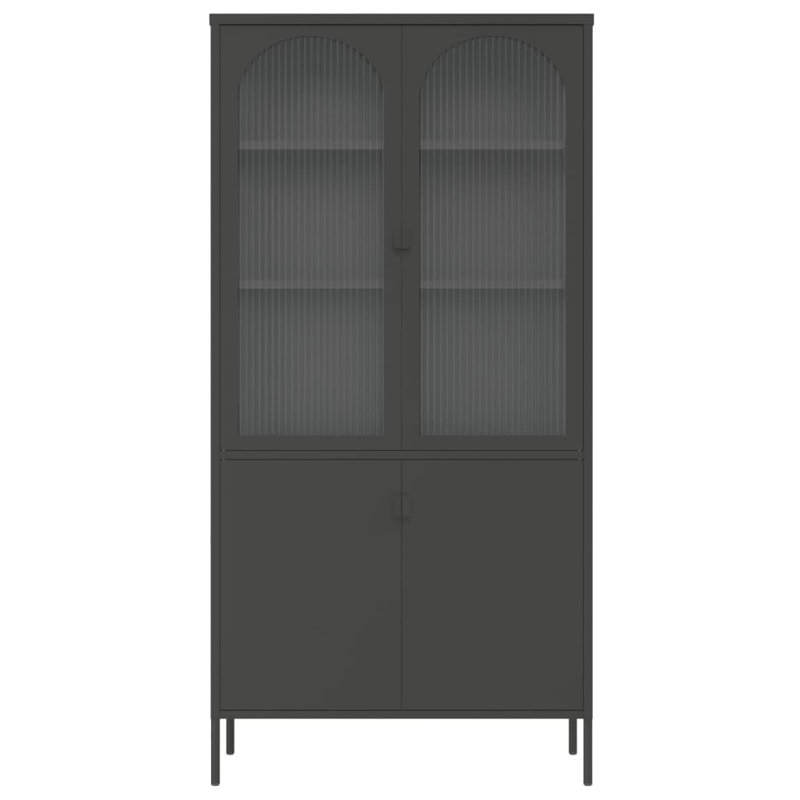 Mabe Highboard Black Glass and Steel