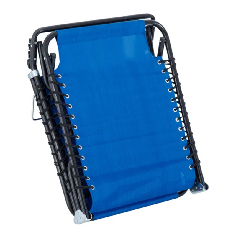 Méridienne d'extérieur pliable 4 positions en filet bleu foncé