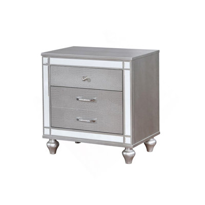 2 Drawers Wooden Drawer with Mirror Trim