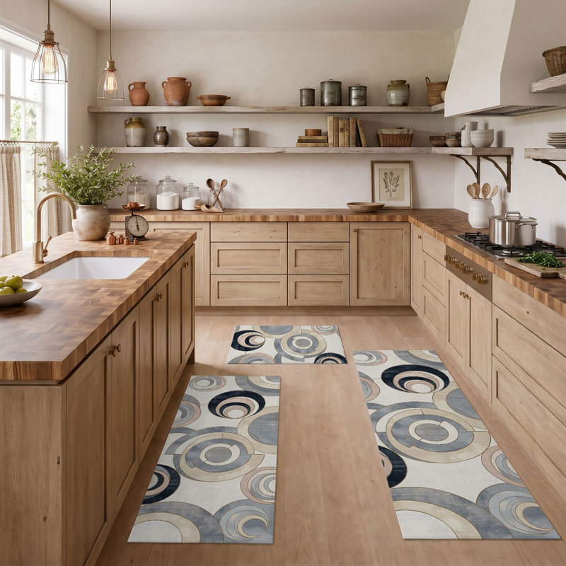 Circular Swirls Non-Slip Washable Kitchen Mats