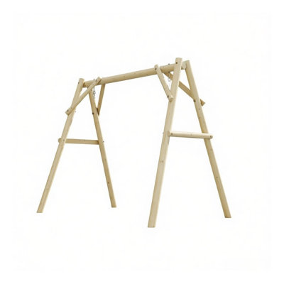 Support en bois naturel à structure en A pour balançoires de porche intérieures et extérieures