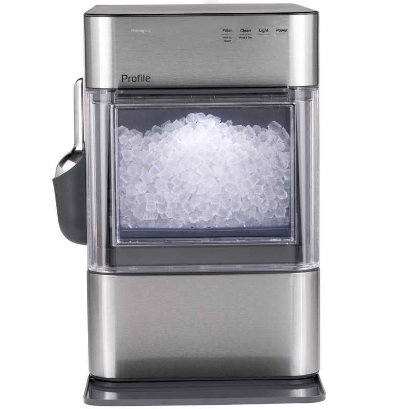 GE-Profile-Opal-2-0-Ultra-Nugget-Ice-Maker-with-Scale-Inhibiting-Filter-XPIO23SWBB, Stainless Steel