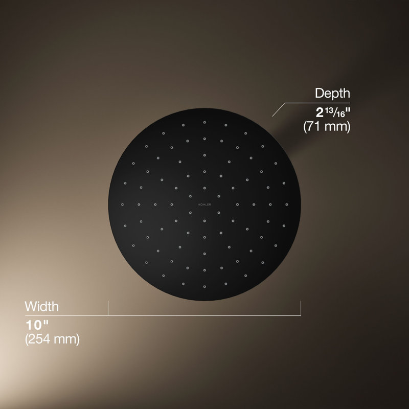 Contemporary Multi Function Rain Shower Head, Matte Black, Square, 1.75 GPM