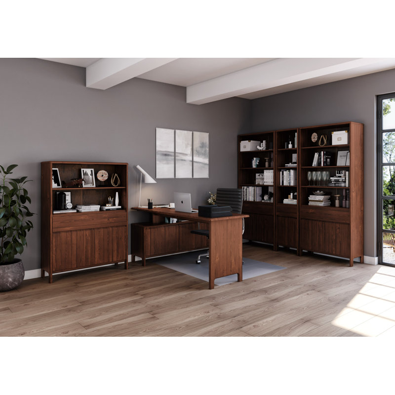 Cecile Solid Wood Writing Desk, Dark Brown, Dark Brown
