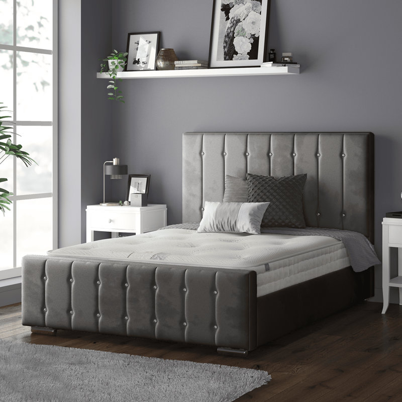 Chico Upholstered Bed, Single (3'), Grey