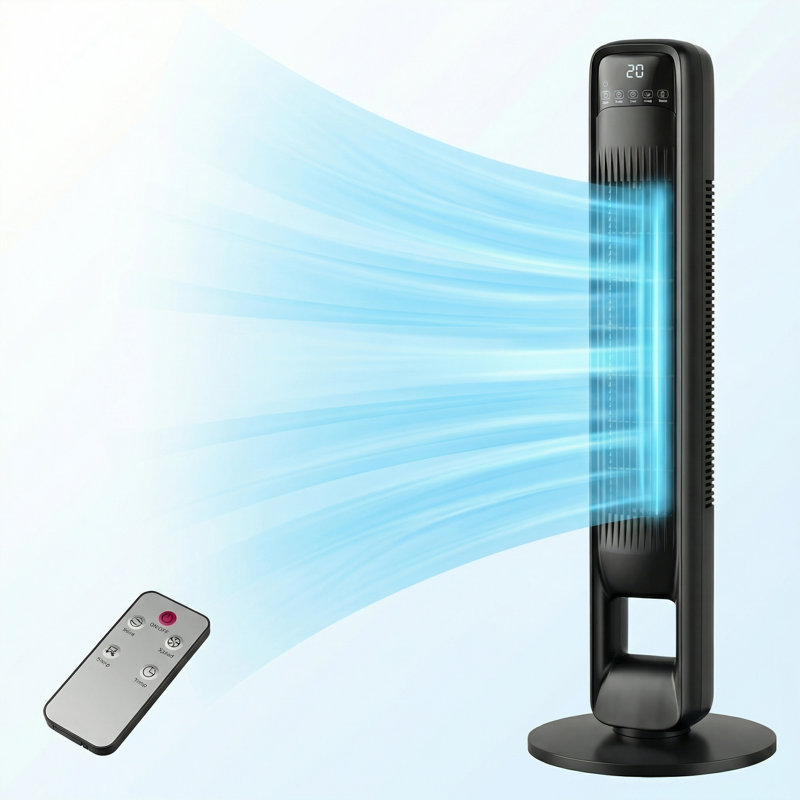 100Cm Tower Fan 3 Speed Oscillating Standing Fan Portable Remote Control Timer