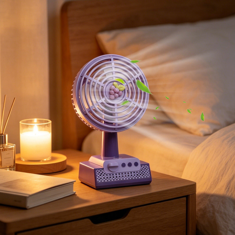 Petit ventilateur de bureau de bureau à trois vitesses kbndieu, Mauve