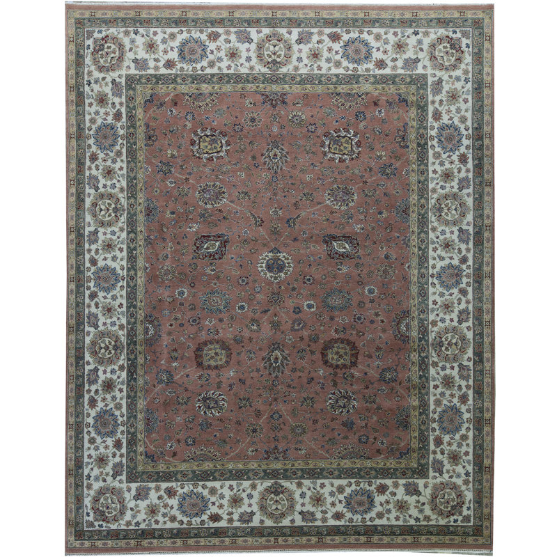 Tapis rouille et ivoire de haute qualité noué à la main