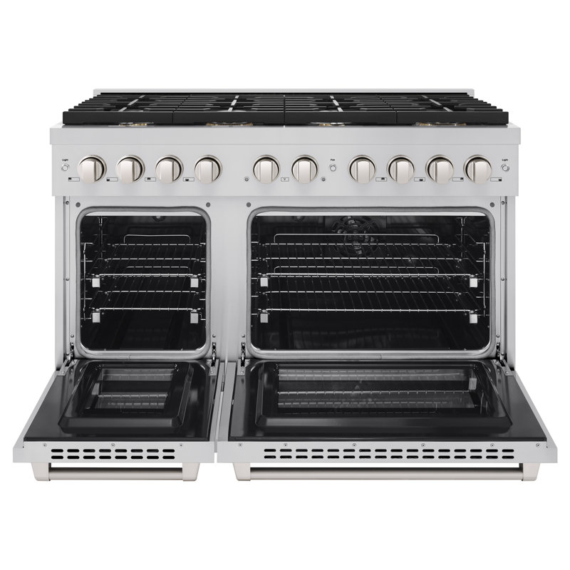 ZLINE 48" Paramount Double Oven Dual Fuel Range in Stainless Steel w/ 8 Brass Burners (SDR-BR-48)