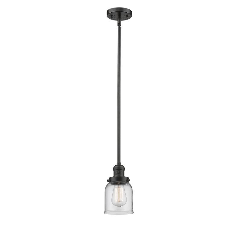 Luminaire suspendu en forme de cloche à 1 lumière Dominica, Bronze huilé, Transparent, H 10 po x l 5 po x P 5 po