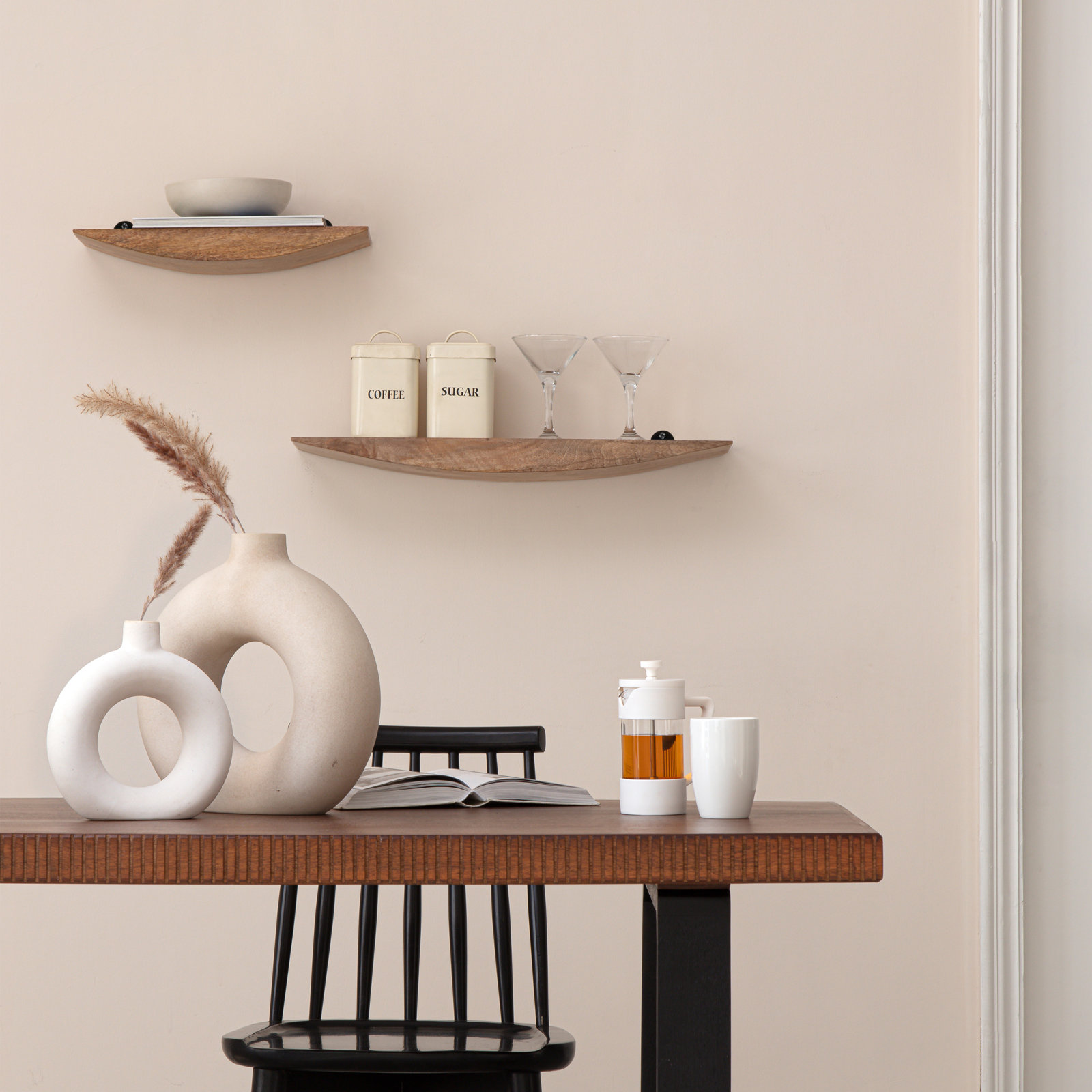 Oiva Set Of 2 Wall Mounted Shelves, Natural
