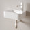 【Évier vasque rectangulaire mural flottant 14 po x 10 po】 - Lavabo de salle de bain en céramique blanche avec robinet et bonde en porcelaine blanche pour petits meubles-lavabos modernes