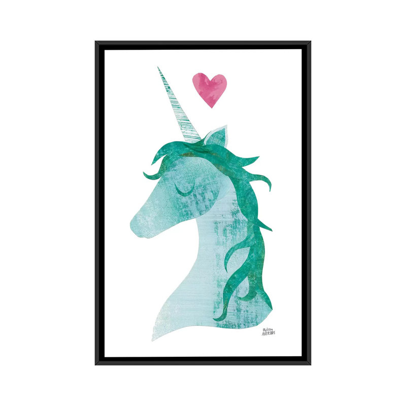 « licorne magic ii » par melissa averinos-impression sur toile tendue, H 26 po x l 18 po x P 1,5 po, Toile encadrée noire