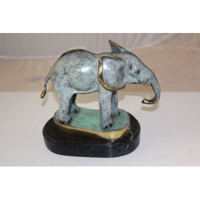 Elephant Bronze Statue -  Size: 11"L x 8"W x 10"H. Figurine