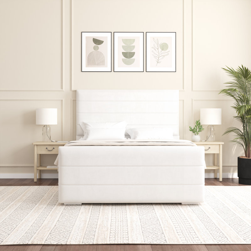 Boggs Upholstered Bed, White, Super King (6')