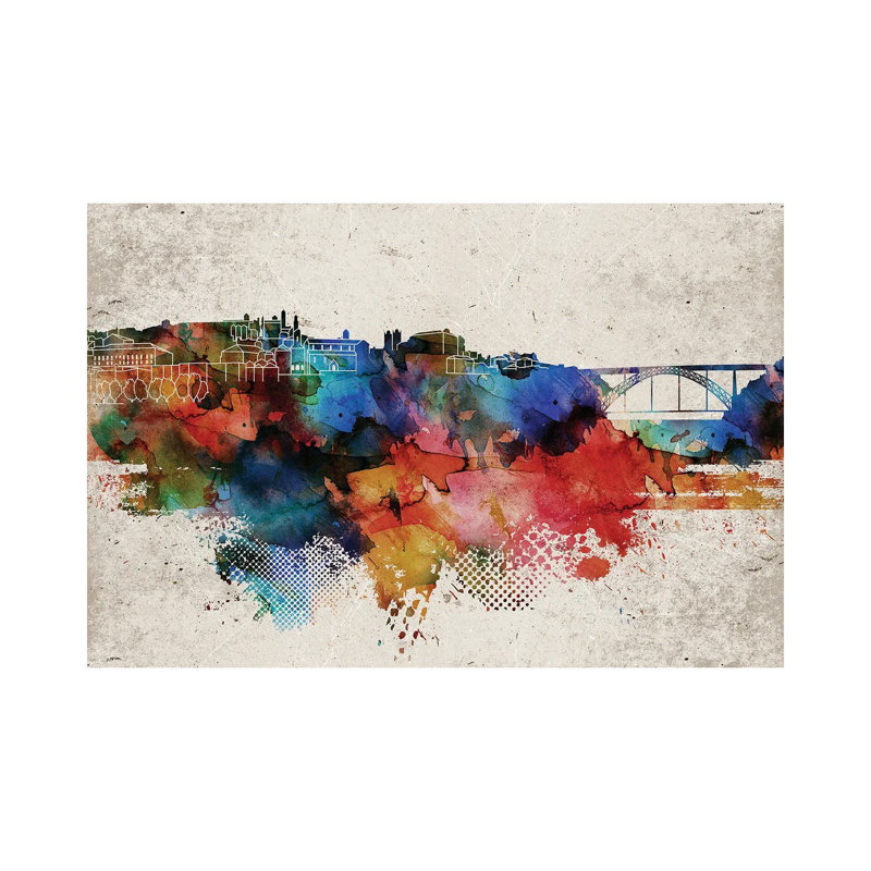 Oporto Abstract Skyline by WallDecorAddict - Wrapped Canvas Print, 66.04 cm H x 45.72 cm W