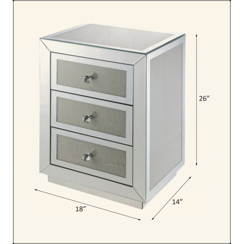Table de chevet avec trois tiroirs Glam Style