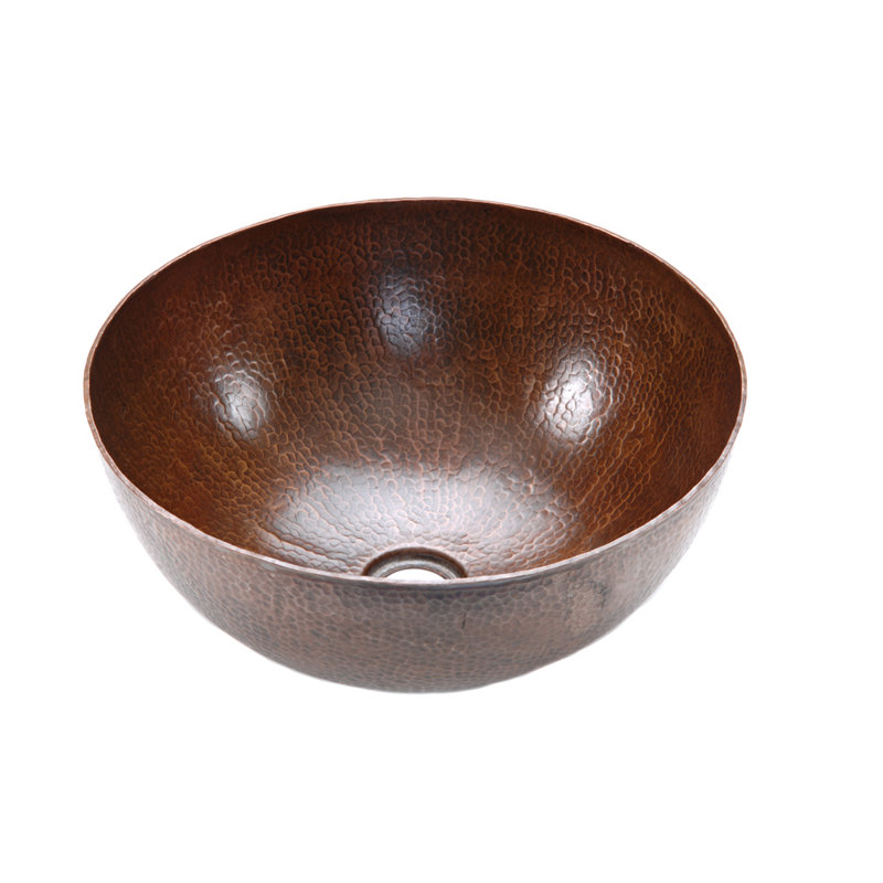 15" Medium Round Vessel Hammered Copper Sink