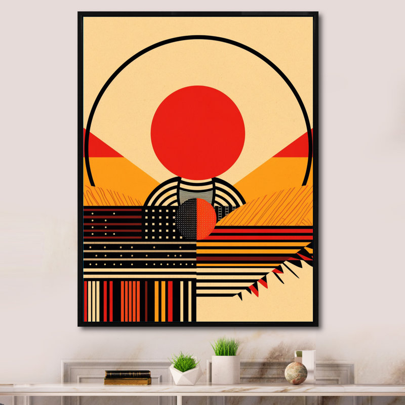 Beinteinn Red Bold Sunset II - impression, H 44 po x l 34 po, Cadre flottant noir