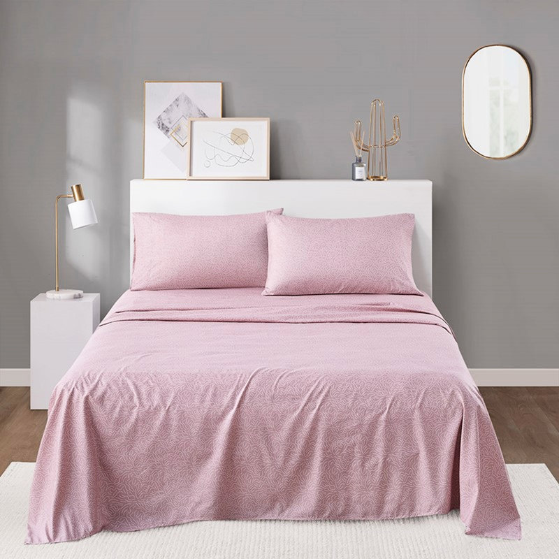 Ensemble de draps pour grand lit 4 pièces - 100% microfibre douce, lisse, gaie, imprimée, plissée pour une utilisation toute l'année 2