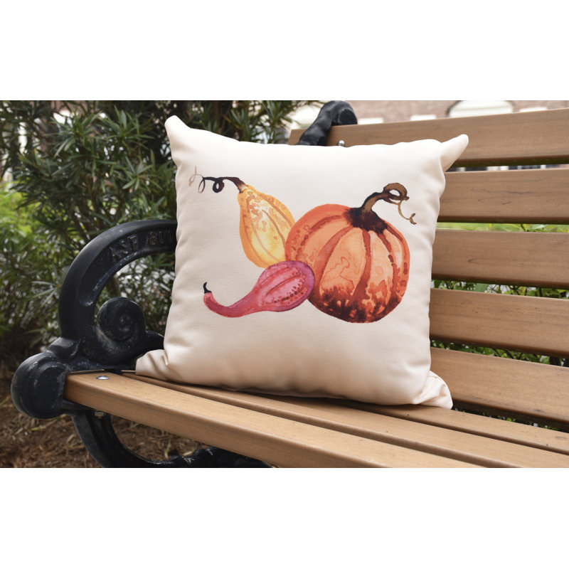 Housse de coussin d’extérieur d’automne en velours gourd Bigner, Jaune clair, 16 po x 1 po