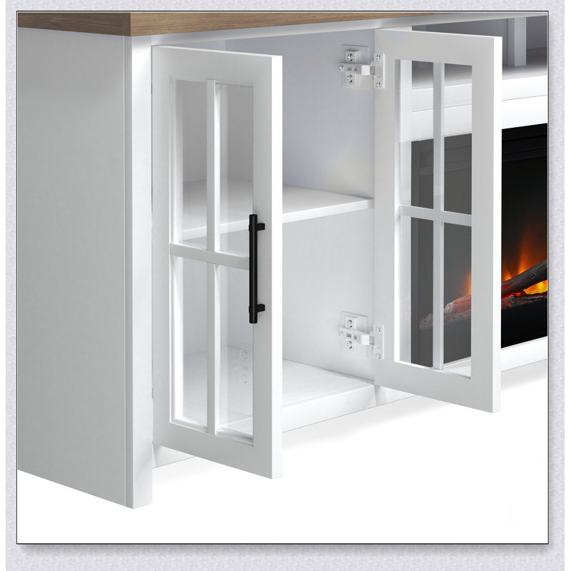 Meuble télé 97 po pour téléviseur de 100 po ou moins, assemblage minimal, Blanc