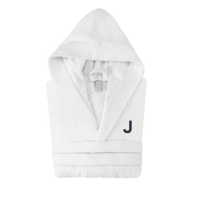 Peignoir monogrammé à capuche en coton turc