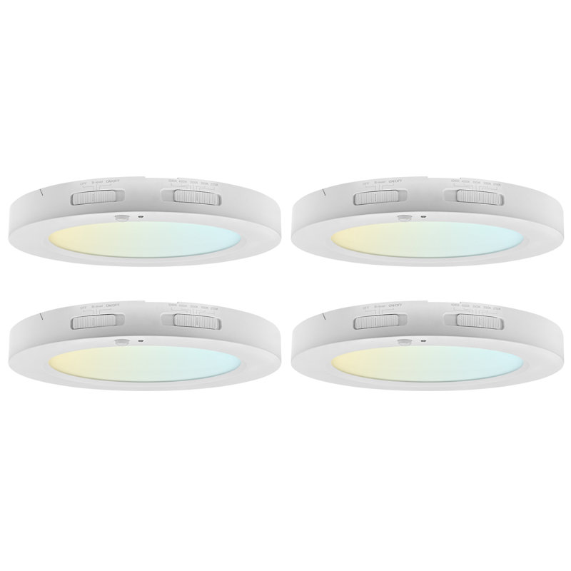  5-Inch LED Flush Mount Ceiling Light with Bi-Level Adjustable PIR Motion Sensor, 12W, 1000LM, 5CCT, Dimmable, CRI90, Title 24, ETL 4 Pack