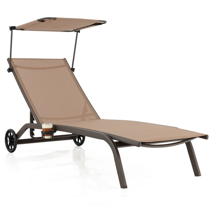Bryaunna Metal Outdoor Lounge Chair with Ottoman, Coffee