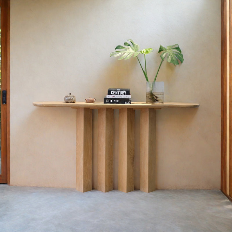 Modern Minimalist Solid Wood Console Table, 33.46" H x 62.99" W x 11.81" D