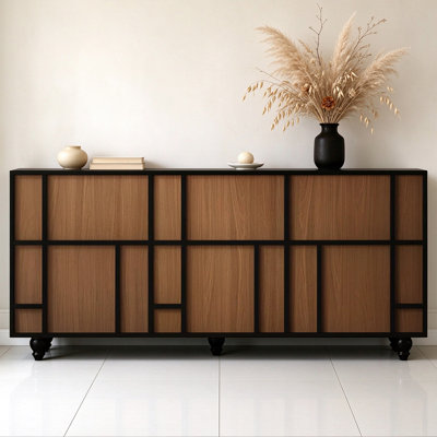 Modern Brown+Black Solid + Manufactured Wood Sideboard