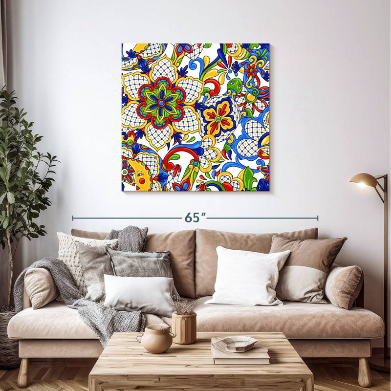 Kerner Bold Talavera Flowers, 39" H x 39" W