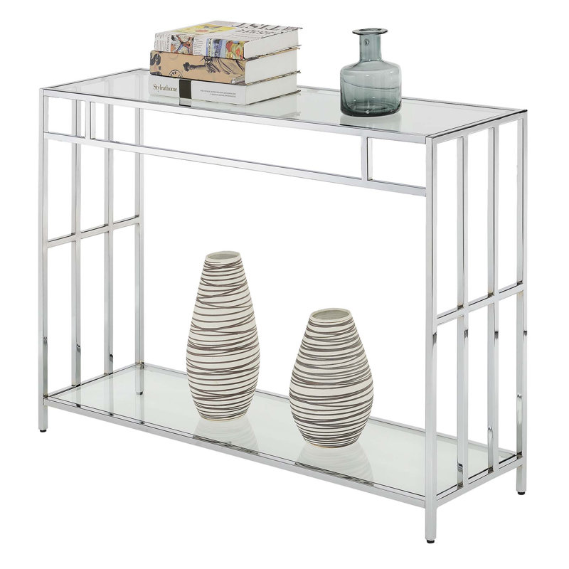 Meribelle 42'' Console Table, Chrome, 30" H x 42" W x 11.75" D