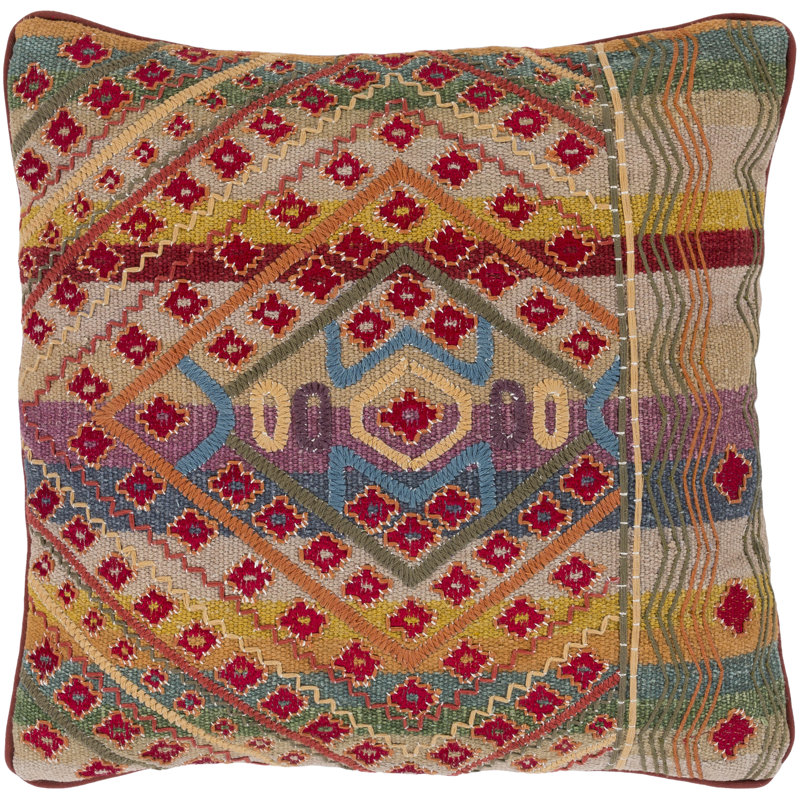 Monetta Square Cotton Pillow Cover & Insert, Down Fill, 30" H x 30" W
