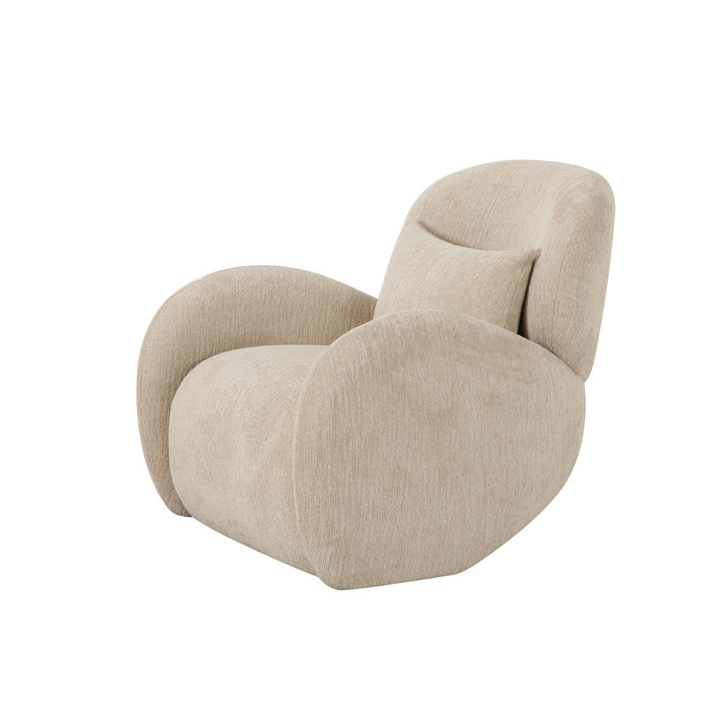 Moderno Beige Accent Chair with Wooden Sphere Base