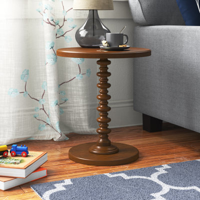 Anguilla Transitional Dia Round Pedestal End Table by Wade Logan