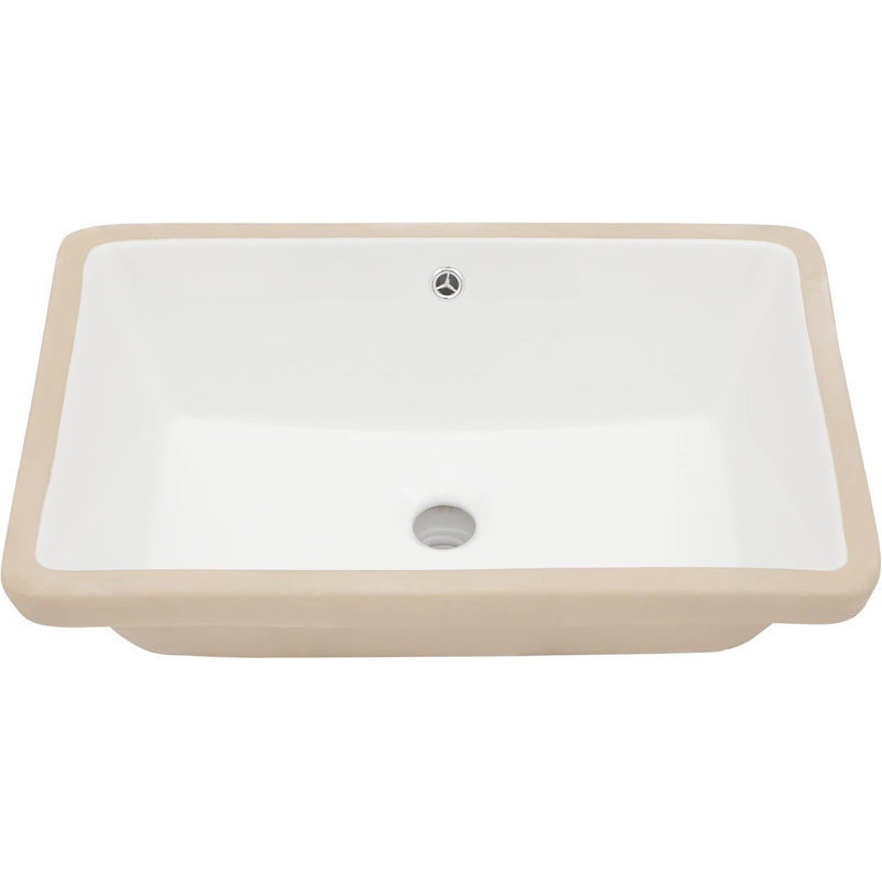 20.6'' Undermount Rectangular Bathroom Sink, White Ceramic Fireclay Vanity Sink with 1.75'' Drain Opening