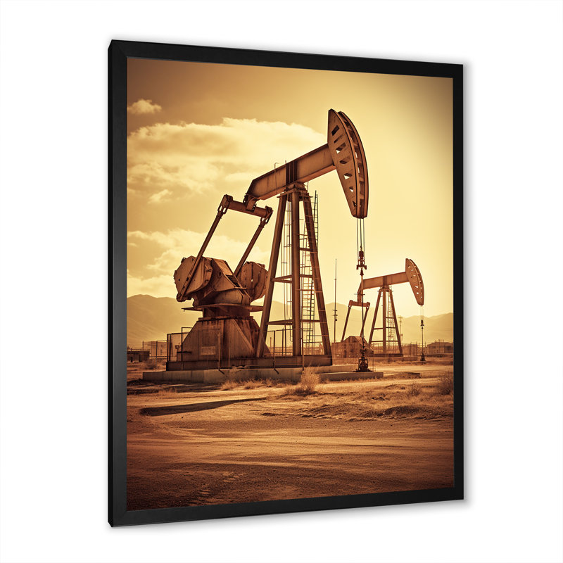 Foreuse à pétrole rétro Horizon, H 40 po x l 30 po x P 1,5 po, Cadre simple noir