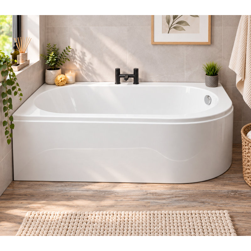 Davos 1550mm x 900mm Soaking Acrylic Bathtub, Right