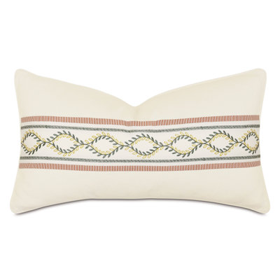 Marguerite Embroidered Linen Throw Pillow
