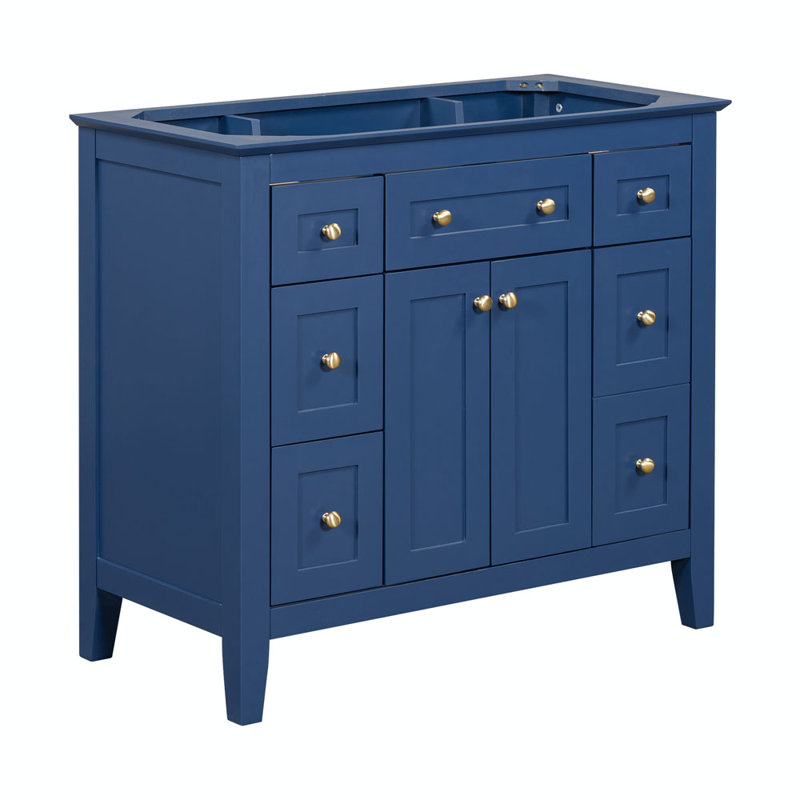 Base de meuble-lavabo simple 36 po Taysia seulement, Bleu