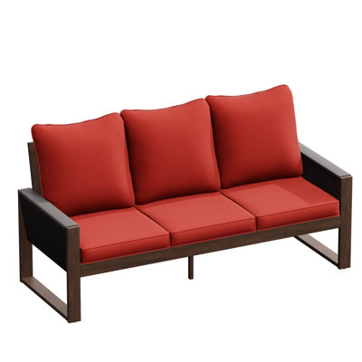 Wood Wicker Patio Sofa by Latitude Run