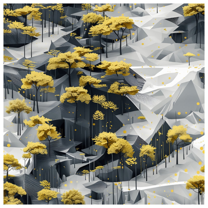 Coussins décoratifs Yellow Trees On Mountains, 14 X 14 pouces
