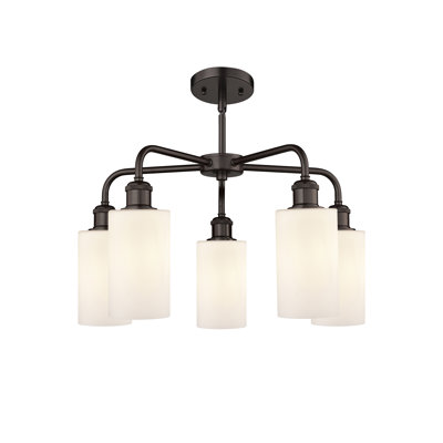 Ervine 5 - Light Steel Dimmable Cylinder Chandelier