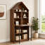 Bureau d'artisanat pliant avec tablettes de rangement, bureau convertible dissimulé en bibliothèque-1409094452