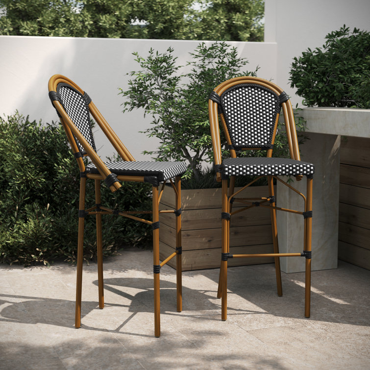 Indoor/Outdoor All-Weather Commercial Paris Chairs with Bamboo Print Frame