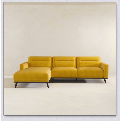 Ella L-Shaped Dark Yellow Linen Left Sectional Couch