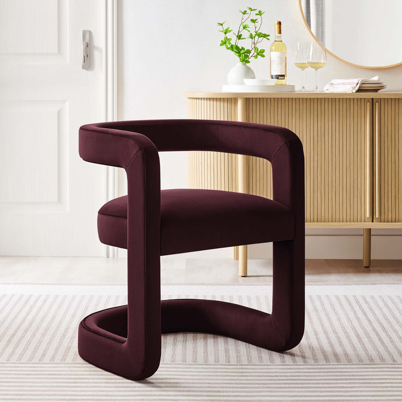 Winslow 23.4'' W Velvet Armchair, Mulberry Velvet