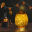 TRIXES Light-up Glass Pumpkin | Battery-Powered Halloween Decoration | Colourful Gold Flecked Light-up Ornament